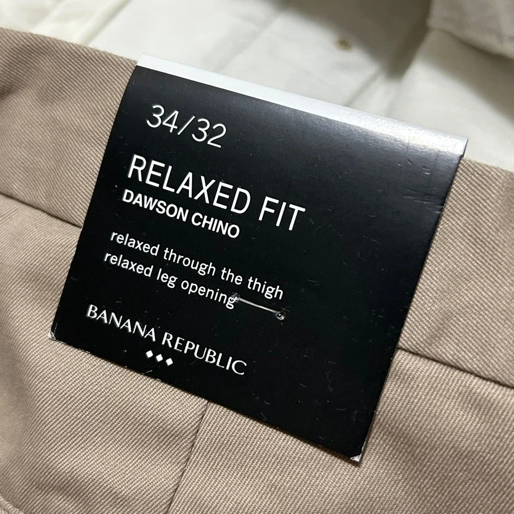 Banana‎ Republic Dawson Chino Pants 34x32 Khaki Tan Relaxed Fit Cotton New NWT